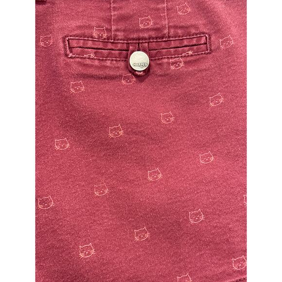 HARPER Maroon Pink Kitty Print 3” Mid Rise Stretch Chino Shorts M - Picture 5 of 8
